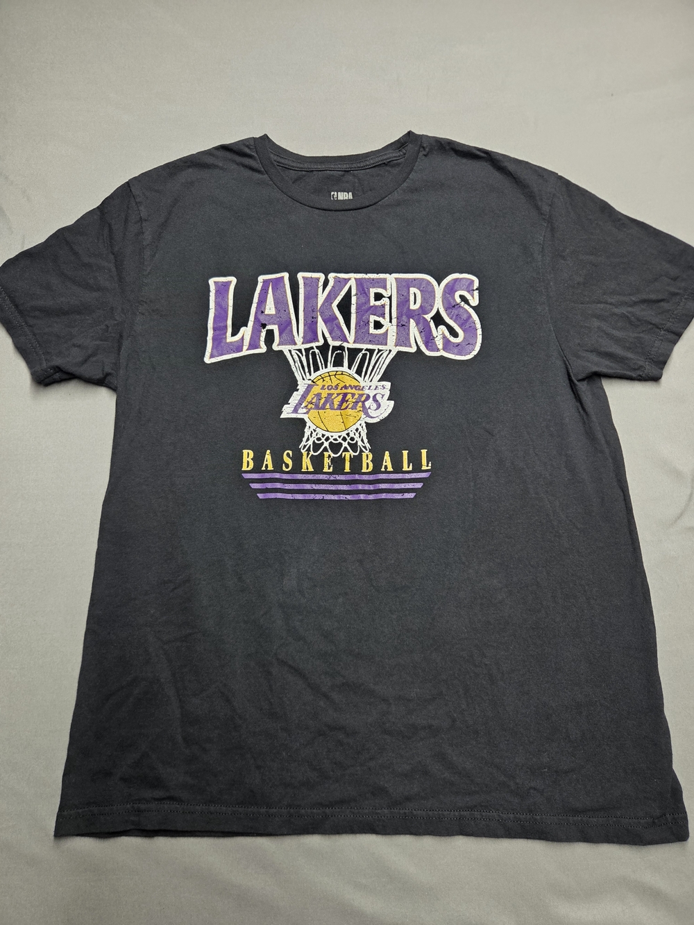 Official NBA Los Angeles Lakers Basketball Graphic T-Shirt Black Men's Size L